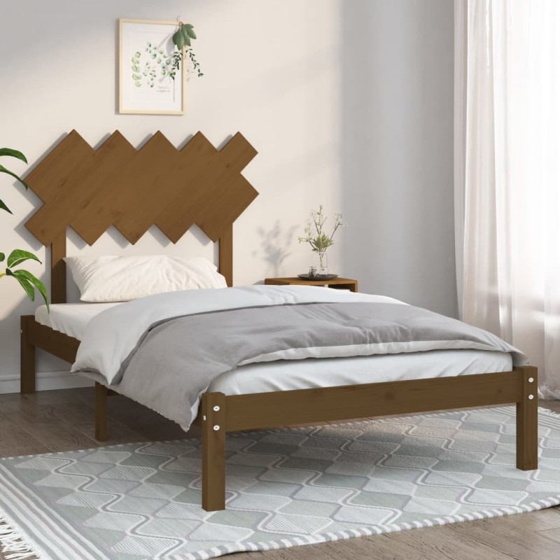 vidaXL Estructura de cama de madera maciza marrón miel 100x200 cm