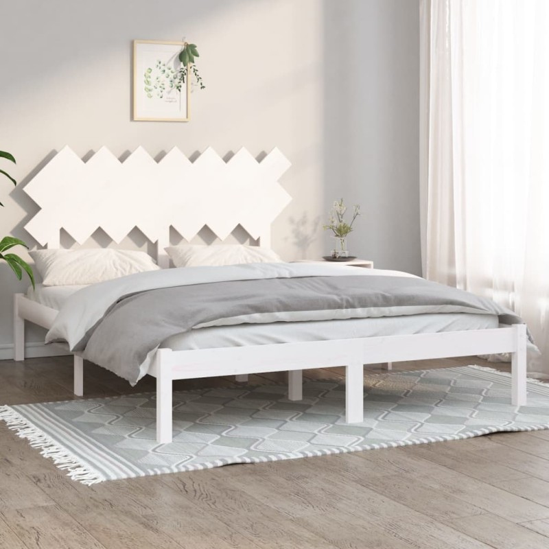 vidaXL Estructura de cama doble madera maciza blanca 140x190 cm vidaXL Estructura de cama doble madera maciza blanca 140x190 cm