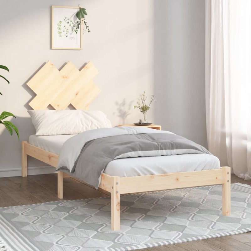 vidaXL Estructura de cama individual pequeña madera maciza 75x190 cm