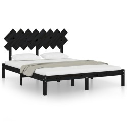 vidaXL Estructura de cama de madera maciza de pino negra 160x200 cm