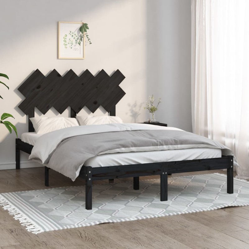 vidaXL Estructura de cama doble pequeña madera maciza negro 120x190 cm vidaXL Estructura de cama doble pequeña madera maciza negro 120x190 cm