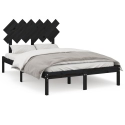 vidaXL Estructura de cama doble pequeña madera maciza negro 120x190 cm