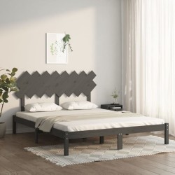 vidaXL Estructura de cama de madera maciza de pino gris 160x200 cm