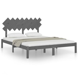 vidaXL Estructura de cama de madera maciza de pino gris 160x200 cm