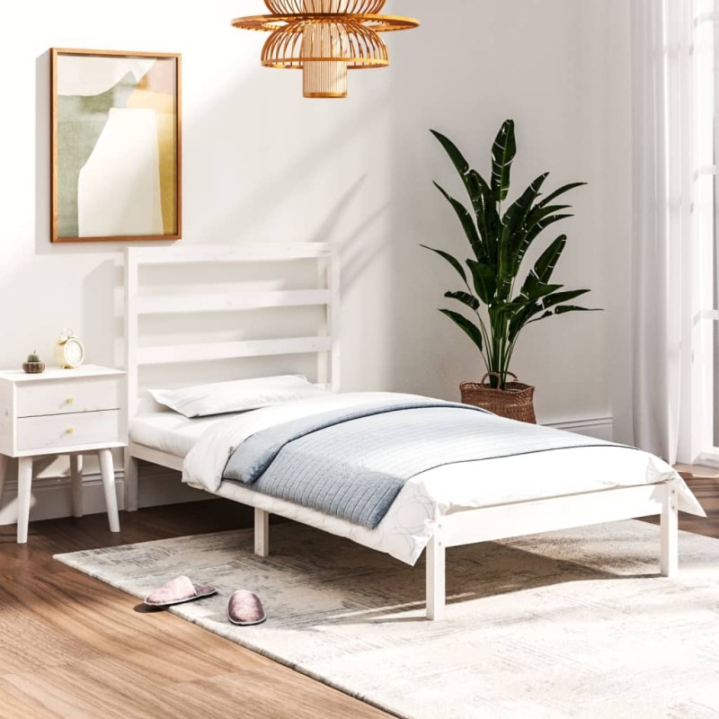 vidaXL Estructura de cama madera maciza blanco 75x190 cm vidaXL Estructura de cama madera maciza blanco 75x190 cm