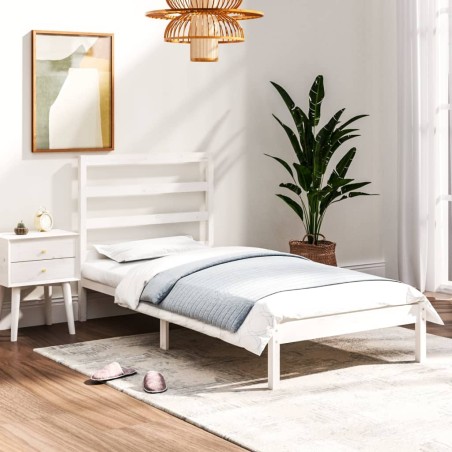 vidaXL Estructura de cama madera maciza blanco 75x190 cm