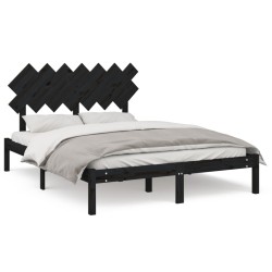 vidaXL Estructura de cama madera maciza king size negro 150x200 cm