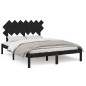 vidaXL Estructura de cama madera maciza king size negro 150x200 cm