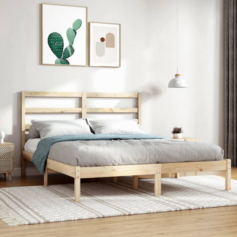 vidaXL Estructura de cama madera maciza de pino 140x190 cm vidaXL Estructura de cama madera maciza de pino 140x190 cm