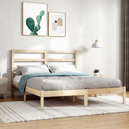 vidaXL Estructura de cama madera maciza de pino 140x190 cm