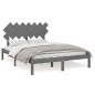 vidaXL Estructura de cama madera maciza gris king size 150x200 cm vidaXL Estructura de cama madera maciza gris king size 150x200 cm