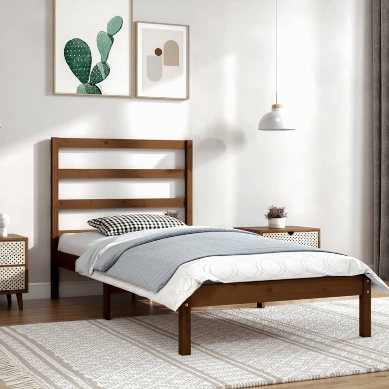 vidaXL Estructura de cama madera maciza pino marrón miel 100x200 cm vidaXL Estructura de cama madera maciza pino marrón miel 100x200 cm