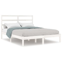 vidaXL Estructura de cama madera maciza tamaño king blanca 150x200 cm