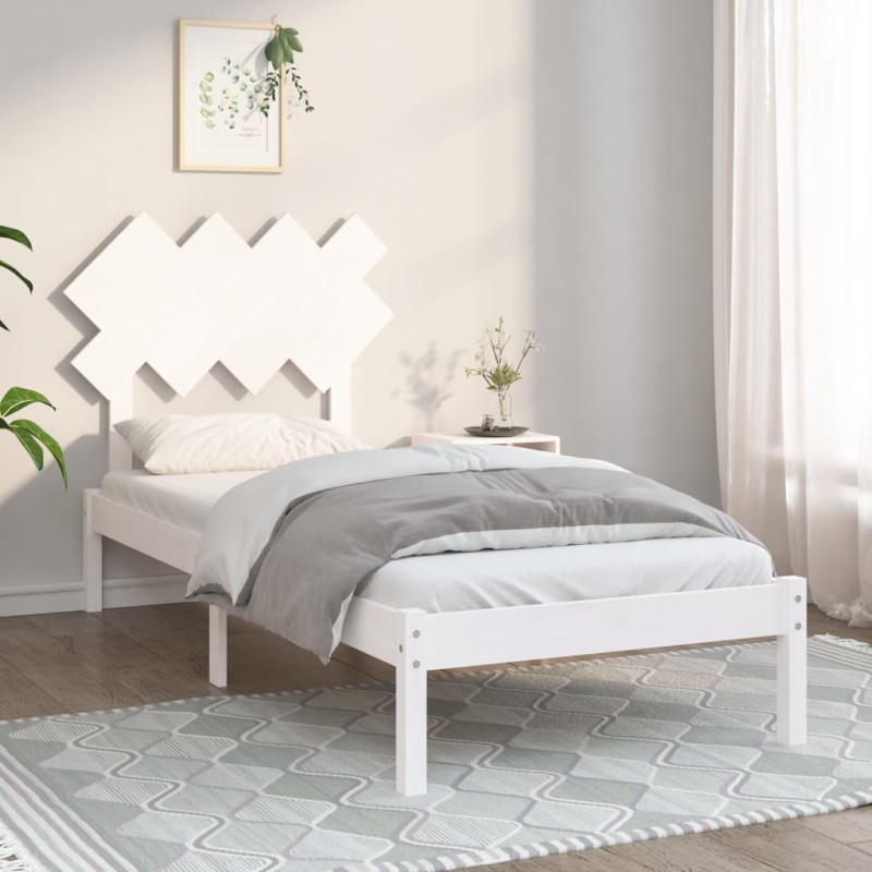 vidaXL Estructura de cama de madera maciza blanca 90x190 cm vidaXL Estructura de cama de madera maciza blanca 90x190 cm