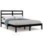 vidaXL Estructura de cama doble madera maciza negro 120x190 cm