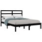 vidaXL Estructura de cama doble madera maciza negro 120x190 cm
