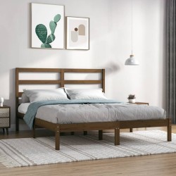 vidaXL Estructura de cama doble madera maciza marrón miel 135x190 cm