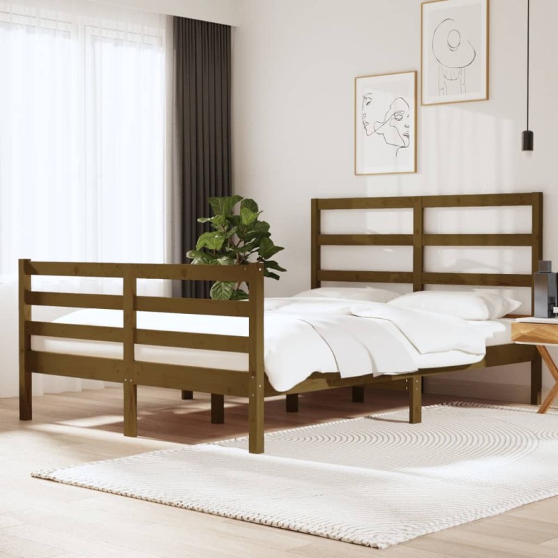 vidaXL Estructura de cama doble pequeña madera pino marrón 120x190 cm