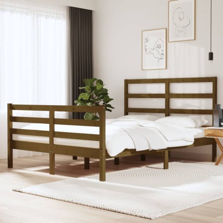 vidaXL Estructura de cama doble pequeña madera pino marrón 120x190 cm