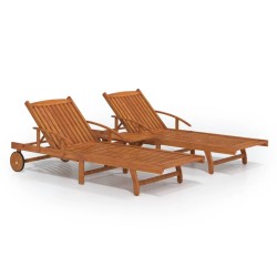 vidaXL Set de tumbonas con mesita 2 uds madera maciza de acacia 
