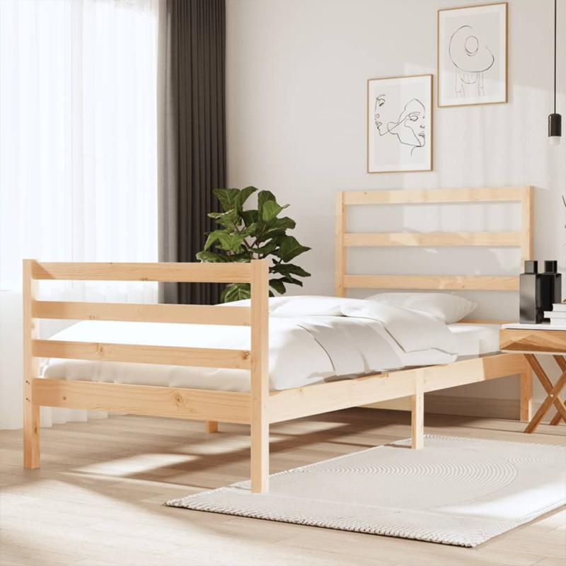 vidaXL Estructura de cama madera maciza de pino 75x190 cm vidaXL Estructura de cama madera maciza de pino 75x190 cm