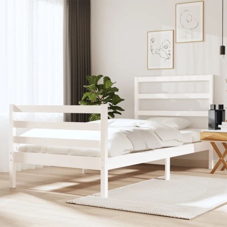 vidaXL Estructura de cama individual madera maciza blanco 90x190 cm