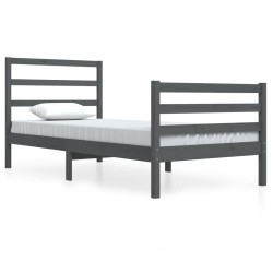 vidaXL Estructura de cama madera maciza de pino gris 90x200 cm