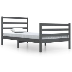 vidaXL Estructura de cama de madera maciza de pino gris 100x200 cm