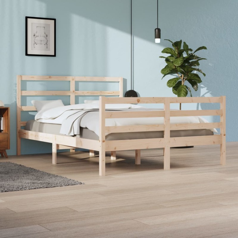 vidaXL Estructura de cama madera maciza de pino 140x200 cm vidaXL Estructura de cama madera maciza de pino 140x200 cm
