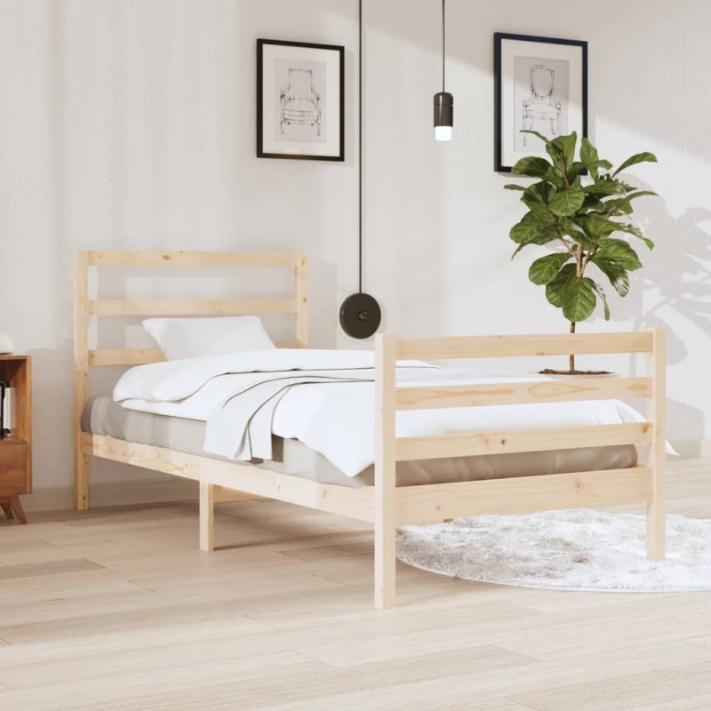 vidaXL Estructura de cama madera maciza de pino 90x200 cm vidaXL Estructura de cama madera maciza de pino 90x200 cm