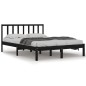 vidaXL Estructura de cama madera maciza de pino doble negra 135x190 cm