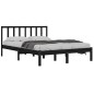 vidaXL Estructura de cama madera maciza de pino doble negra 135x190 cm