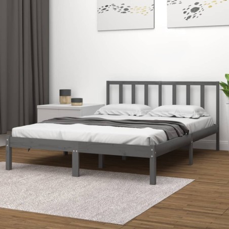 vidaXL Estructura de cama de madera maciza de pino gris 140x200 cm