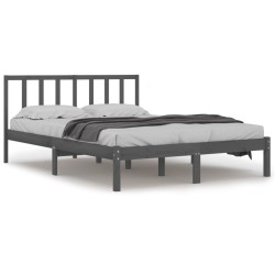 vidaXL Estructura de cama de madera maciza de pino gris 140x200 cm