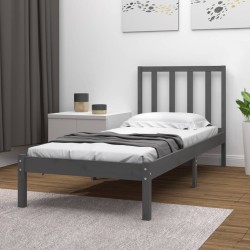 vidaXL Estructura de cama madera maciza individual gris 90x190 cm