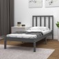 vidaXL Estructura de cama madera maciza individual gris 90x190 cm