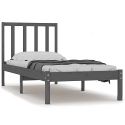 vidaXL Estructura de cama madera maciza individual gris 90x190 cm