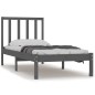 vidaXL Estructura de cama madera maciza individual gris 90x190 cm
