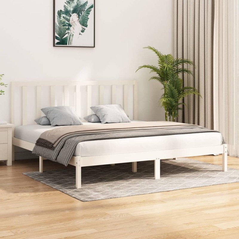 vidaXL Estructura de cama madera maciza de pino blanco 200x200 cm vidaXL Estructura de cama madera maciza de pino blanco 200x200 cm