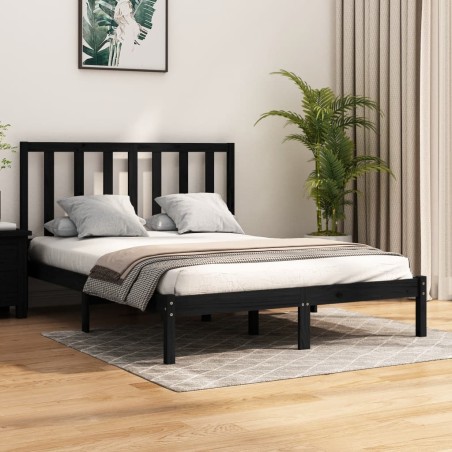 vidaXL Estructura cama madera maciza pino doble negra 120x190 cm