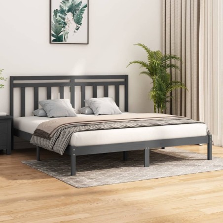 vidaXL Estructura de cama de madera maciza de pino gris 200x200 cm