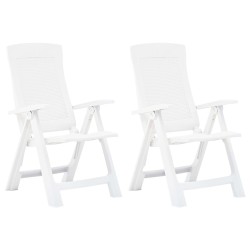 vidaXL Sillas de jardín reclinables 2 unidades plástico blanco