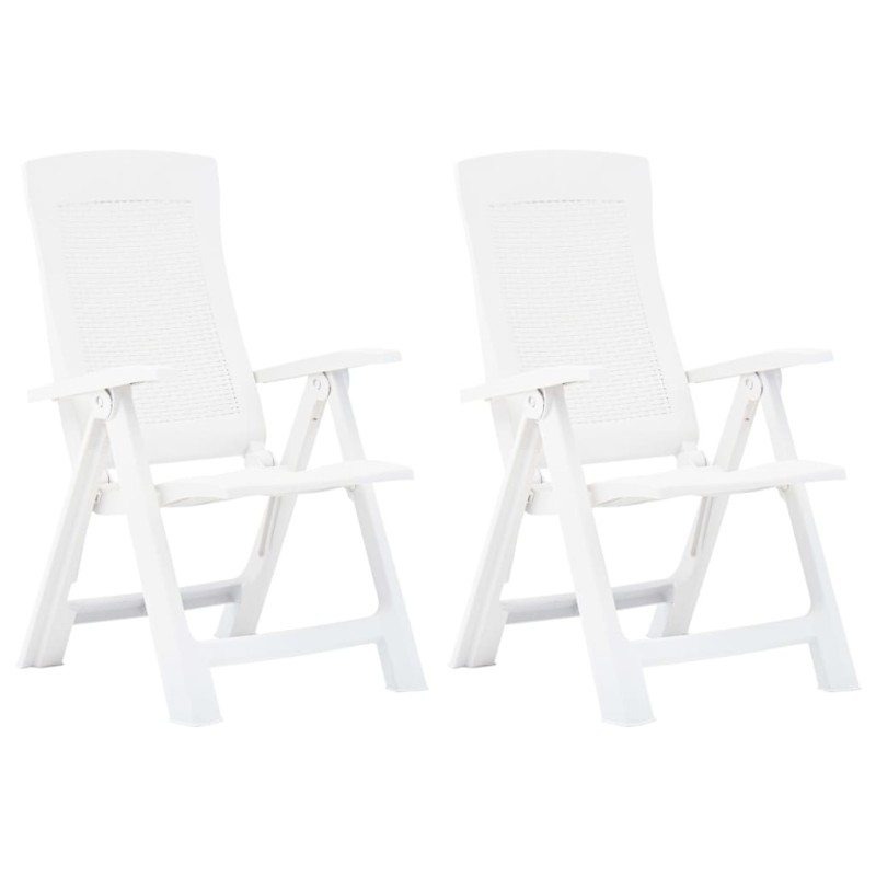 vidaXL Sillas de jardín reclinables 2 unidades plástico blanco vidaXL Sillas de jardín reclinables 2 unidades plástico blanco