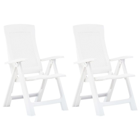 vidaXL Sillas de jardín reclinables 2 unidades plástico blanco