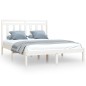 vidaXL Estructura de cama doble madera maciza blanca 135x190 cm