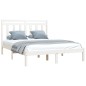 vidaXL Estructura de cama doble madera maciza blanca 135x190 cm