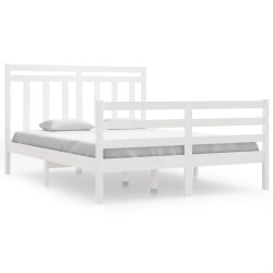 vidaXL Estructura de cama doble madera maciza blanca 135x190 cm