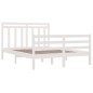 vidaXL Estructura de cama doble madera maciza blanca 135x190 cm