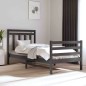 vidaXL Estructura de cama de madera maciza gris 90x200 cm