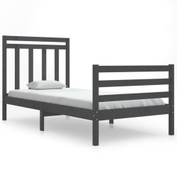 vidaXL Estructura de cama de madera maciza gris 90x200 cm